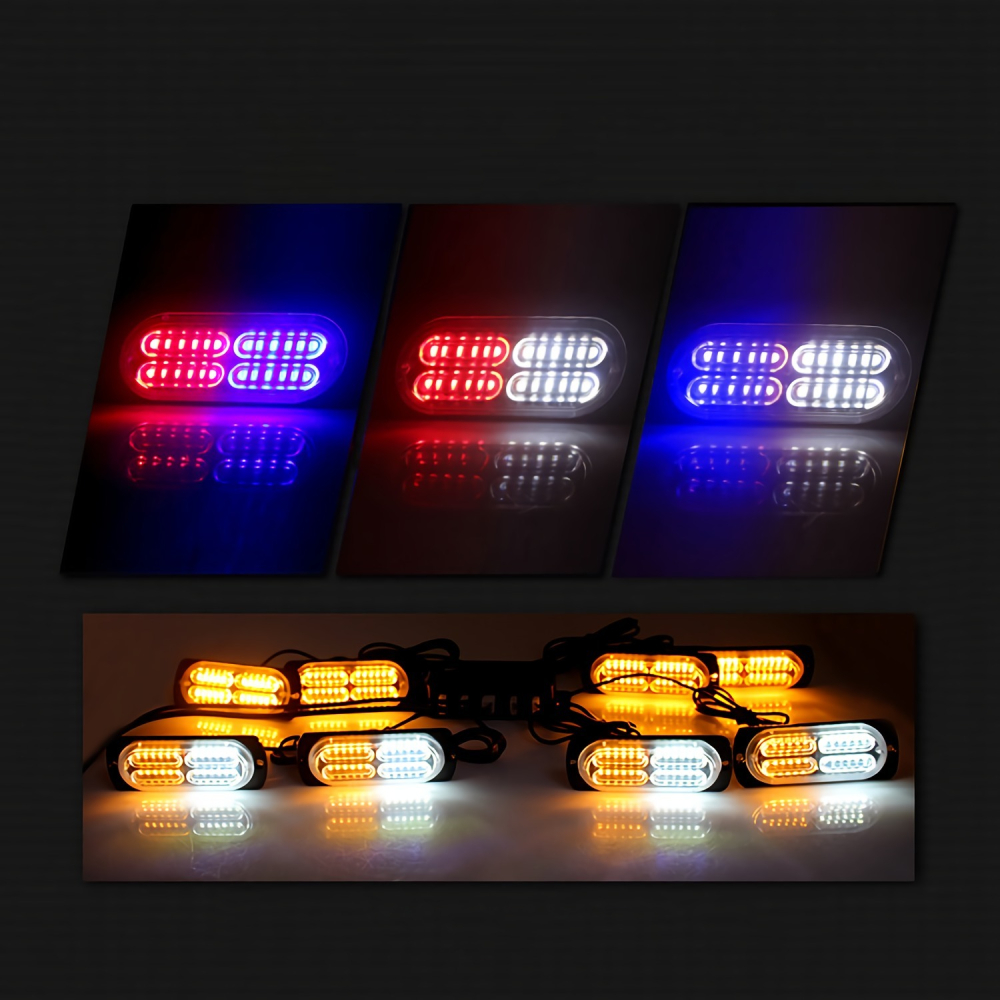 1 Set 16*24 LEDs 12V Bumper Police Light For Car Wireless Remote Control LED Strobe Light Ambulance Emergency Flashing Red Blue