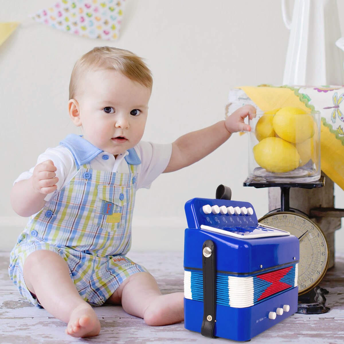 Kids Accordeon Mini Speelgoed Muziekinstrumenten 7 Toetsen Knop Roze Roos Rood Wit Voor Kind Kinderen Peuters Beginners