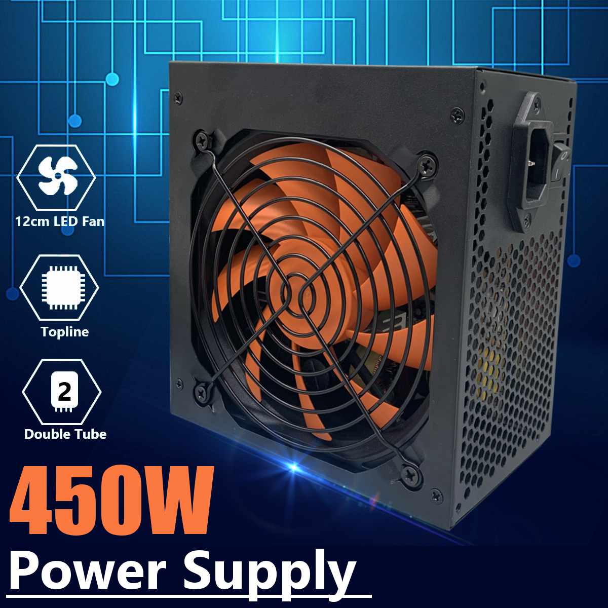 110V-230V 450W Power Supply PFC Silent LED Fan ATX 24pin 12V PC Computer 4 SATA Gaming PC Power Supply For Intel AMD Computer