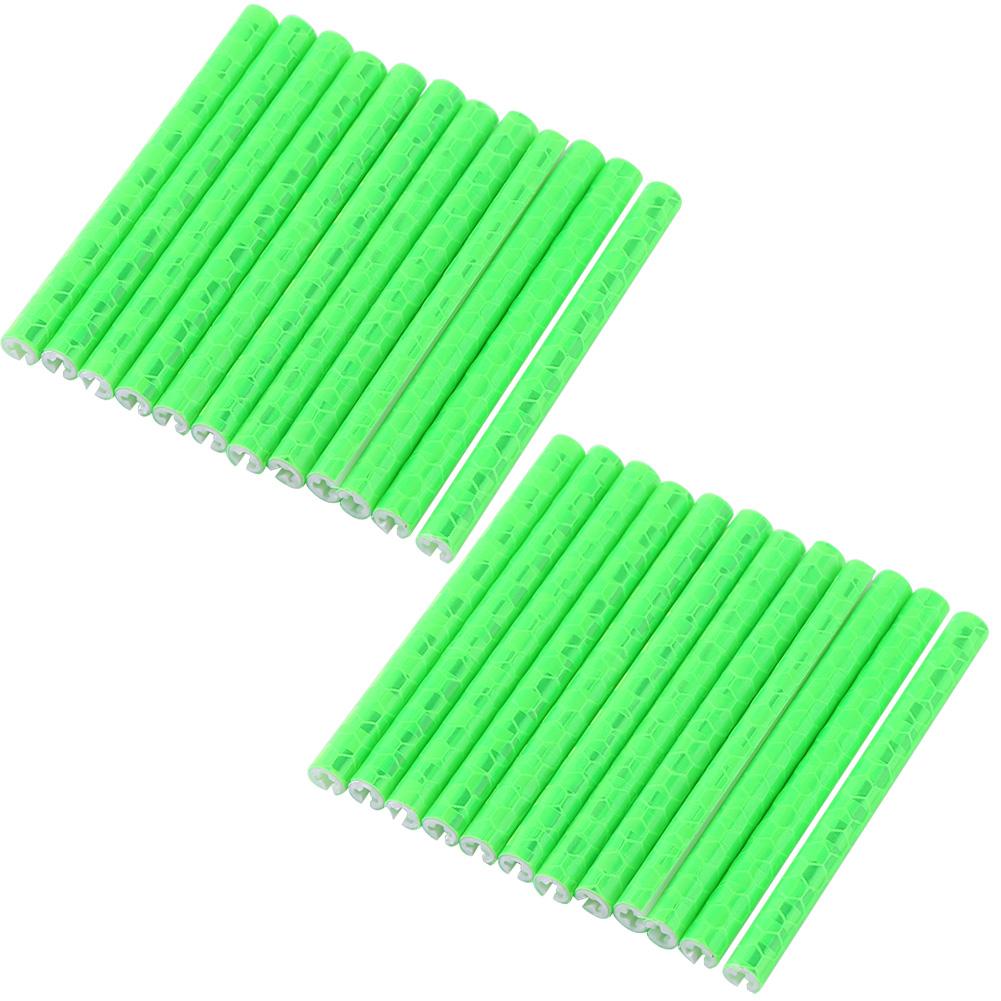 24 szt. 75mm światła rowerowe odblaskowe szprychy wioślarz górski jazda szprycha robić obręczy koła mocowanie zacisków rury pasek ostrzegawczy materiały zewnętrzne: zielony