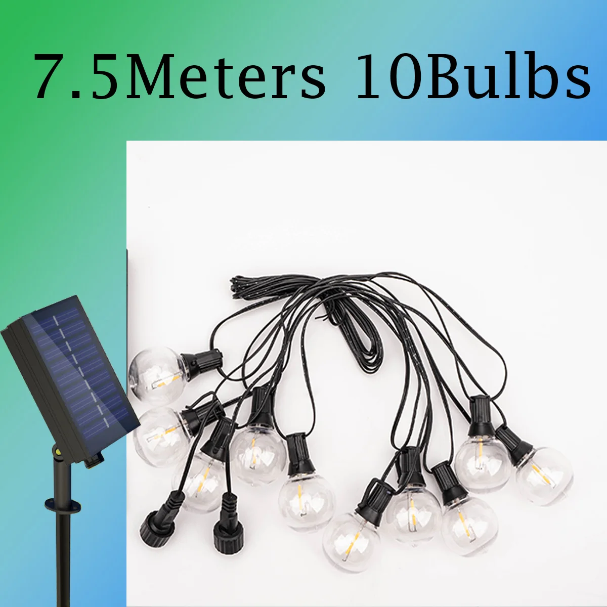 LED-Lichterketten, 21 Meter, G40-Kugellichter, für Höhle Außenbereich, Garten, Terrasse, wasserdicht, Dekoration, Solarstrom, Girlande, Hochzeitsbeleuchtung: Blau