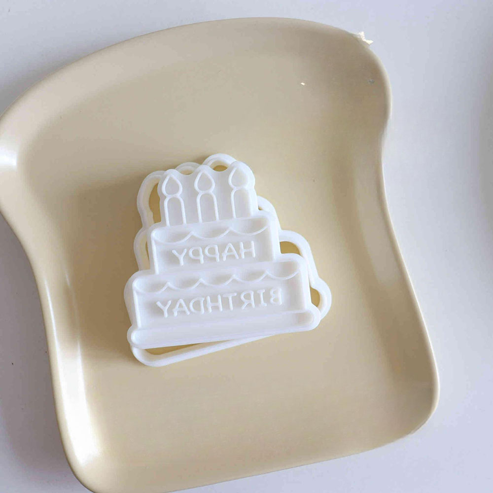 Buon compleanno Torta Formine per biscotti Stampo per biscotti pressabile Cucina fai da te Cottura Pasticceria Bakeware