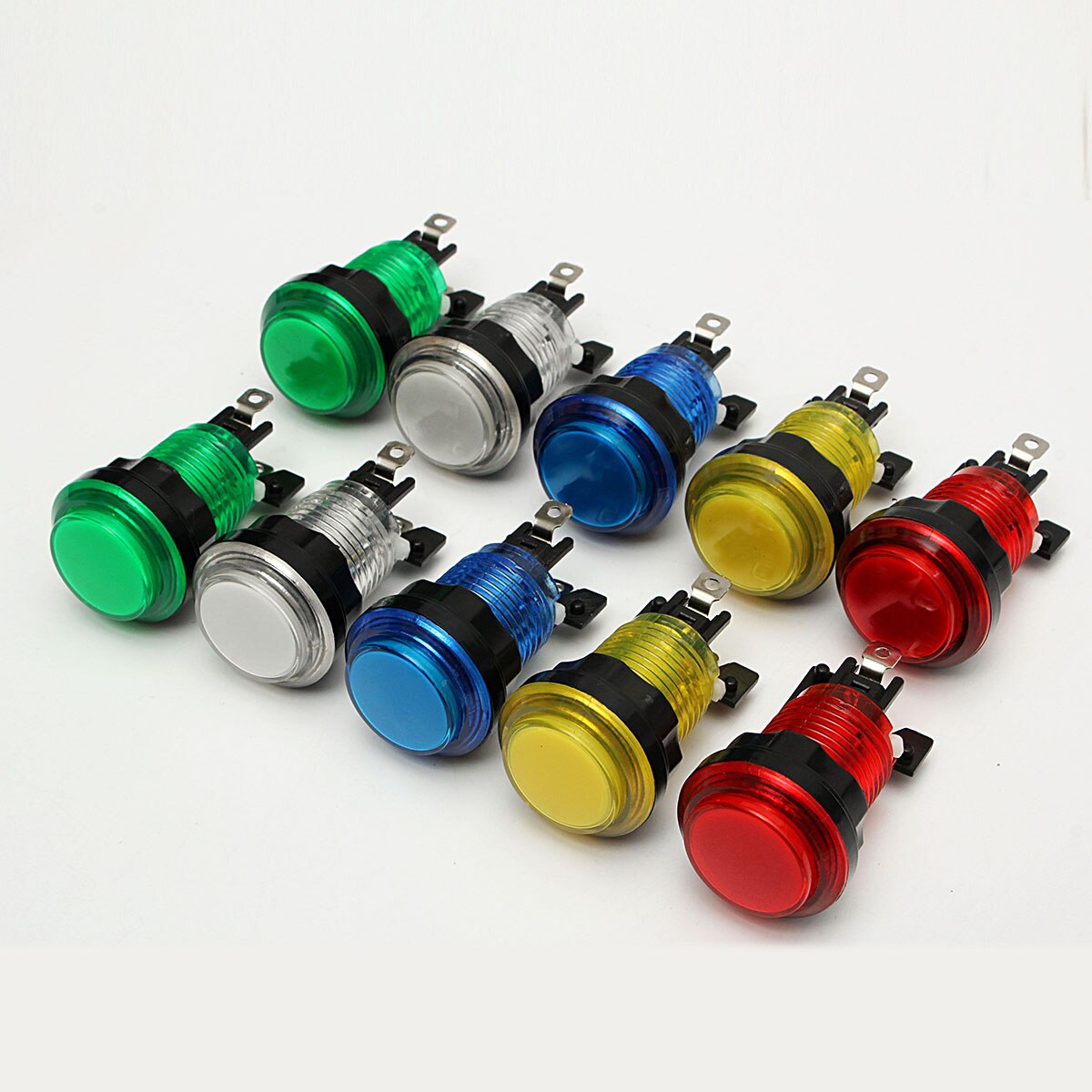 10Pcs LED Light Illuminated Full Colors Switch Buttons Round Game Player Push Button Switch For Arcade DIY Parts Lot Accessories