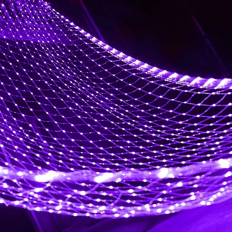 Guirnalda de luces LED de malla de 6x4M, 3x3M, cortina de ventana navideña, guirnalda de luces de hadas para exteriores, lámpara de decoración para bodas y vacaciones: Azul / 0-5 vatios
