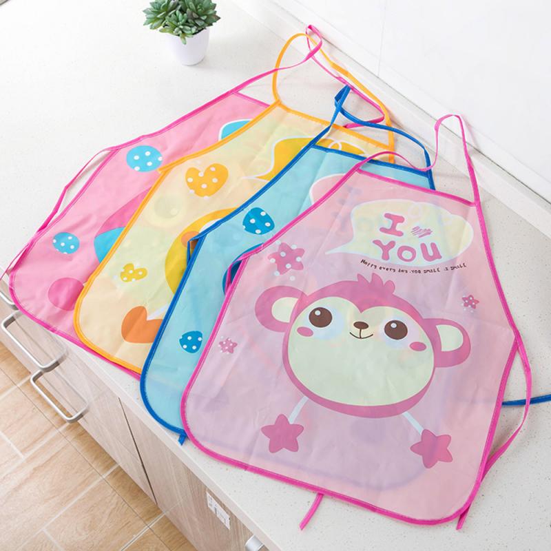 1set Child waterproof Apron Cartoon Apron for kids painting apron Oilproof Sleeveless kitchen Cleaning Tools set with Sleeveles