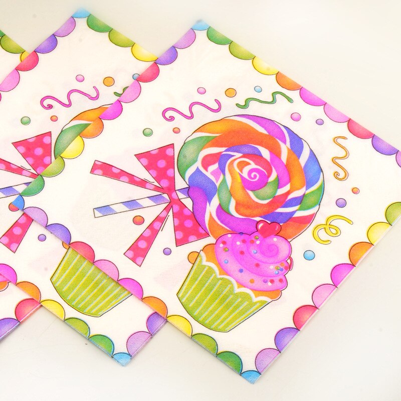 Decoupage Tafel Papier Lollipop Gedrukt Servet Handdoeken Verjaardagsfeestje 3 Tas * 20 Vel = 60 Vel