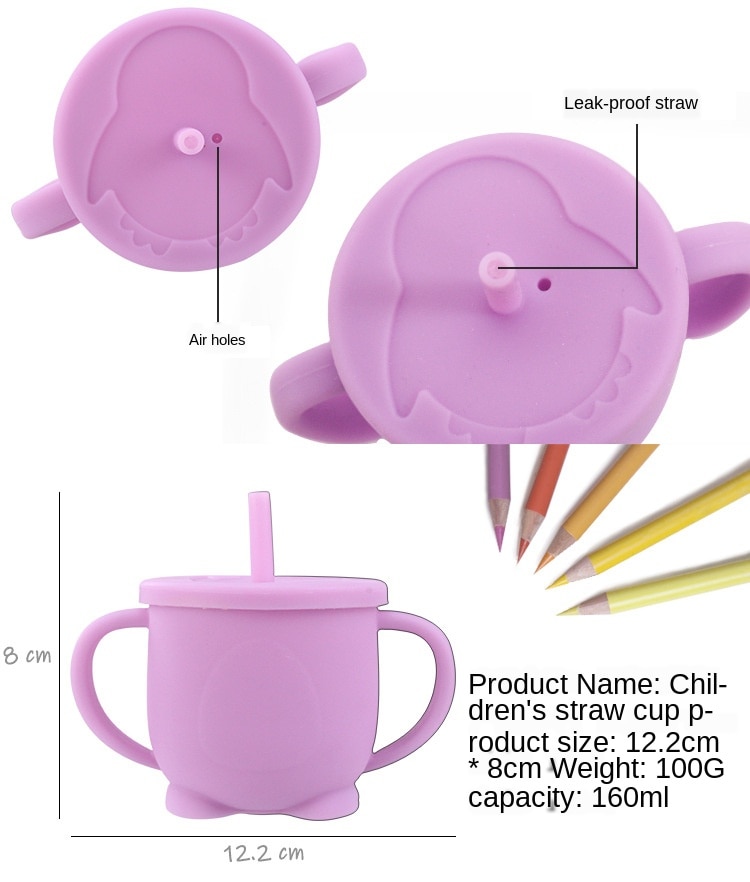Baby fodring kopper baby læring baby drikkevarer silikone sippy kopper til småbørn og børn med silikone sippy kop låg solid