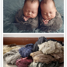 Blød retro stof nyfødt baby fotografering fylder nyfødt osteklud wrap, foto prop linned bebe kostume outfit tilbehør