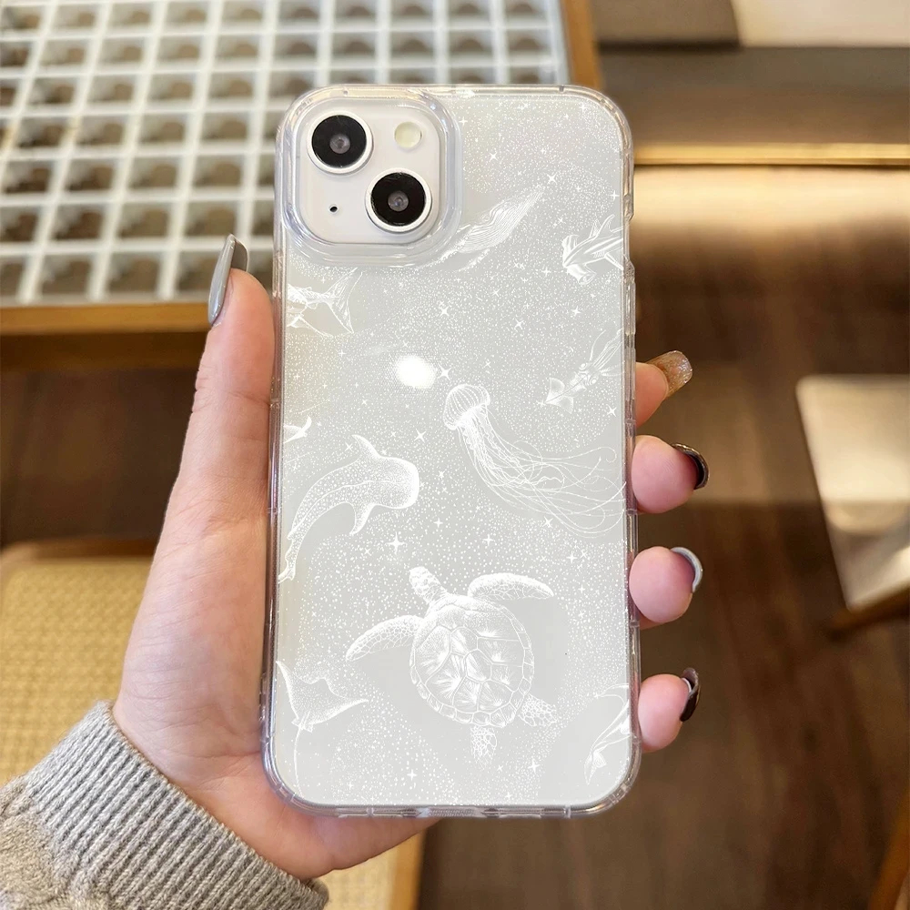 Phone Case For iPhone 16 15 14 13 12 11 Pro 16E 15Pro 16Pro Max X XS Max XR SE2 7 8 Plus Seaside Cowboys Ocean Transparent Cover