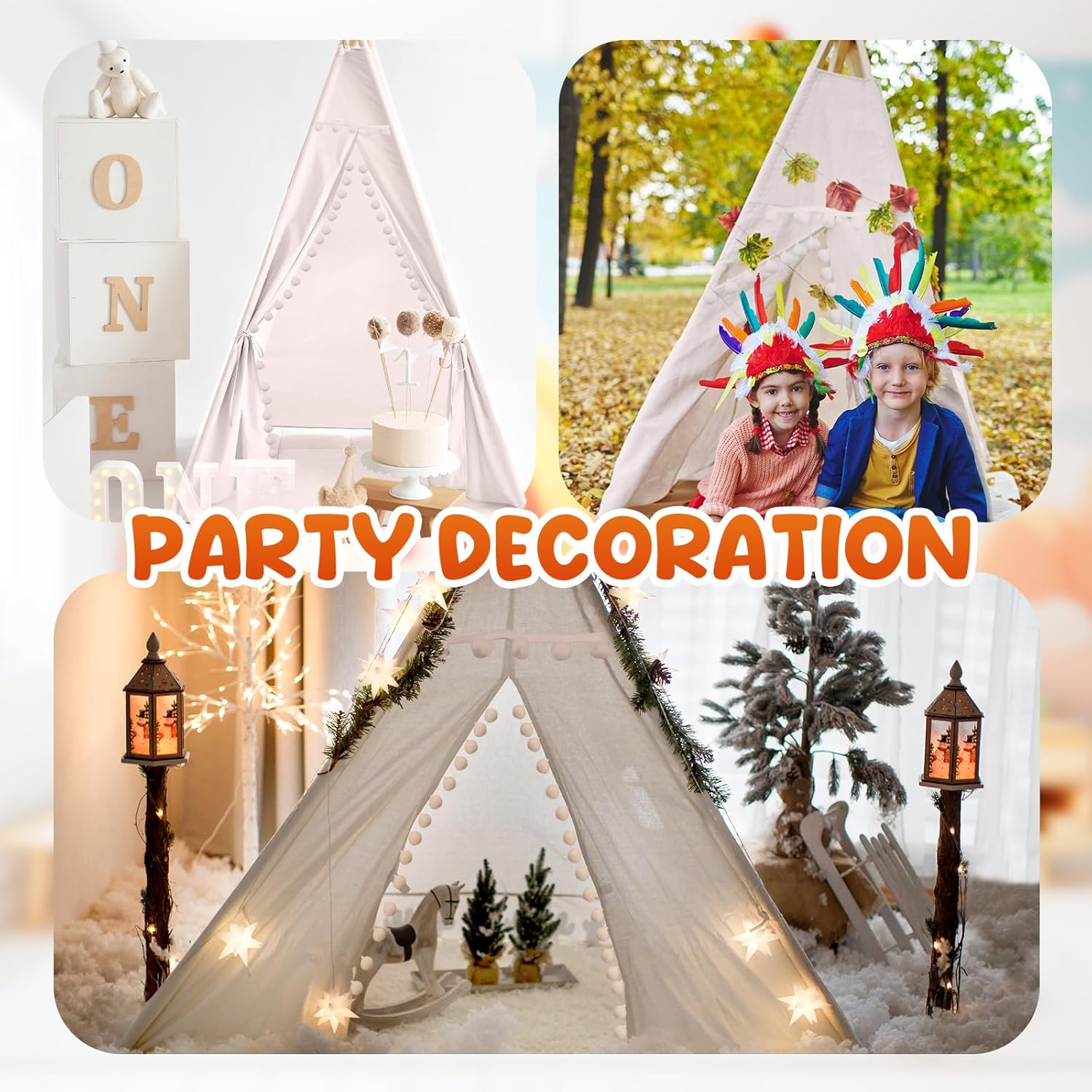 Portable Children Tents Tipi Play House Kids Cotton Canvas Indian Play Tent Wigwam Child Little Beach Teepee Room Decoration