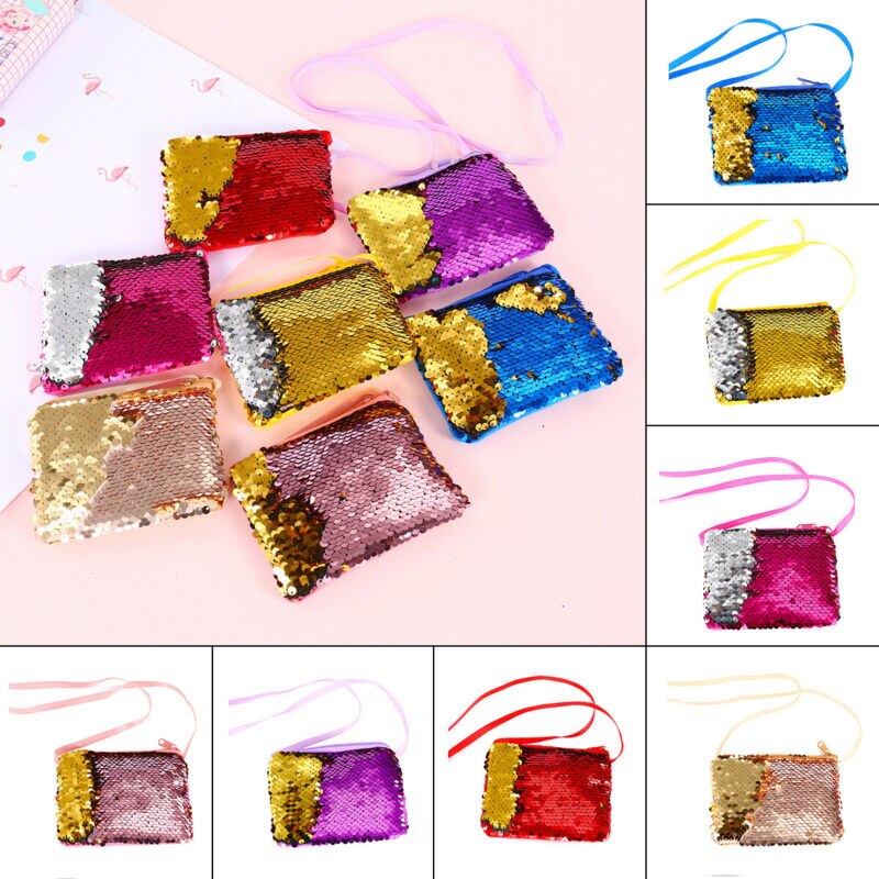 Brand Leuke Sequin Kleine Tas Purse Schouder Crossbody Handtas Voor Kinderen Kids Portemonnees
