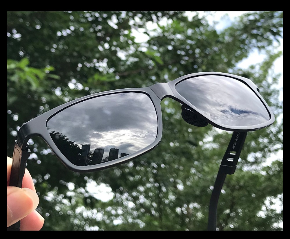 Men Aluminum Magnesium Polarized Fishing Sunglasses Metal Frame Cycling Hiking Climbing Glasses Uv Protection Fishing Eyewear: Black