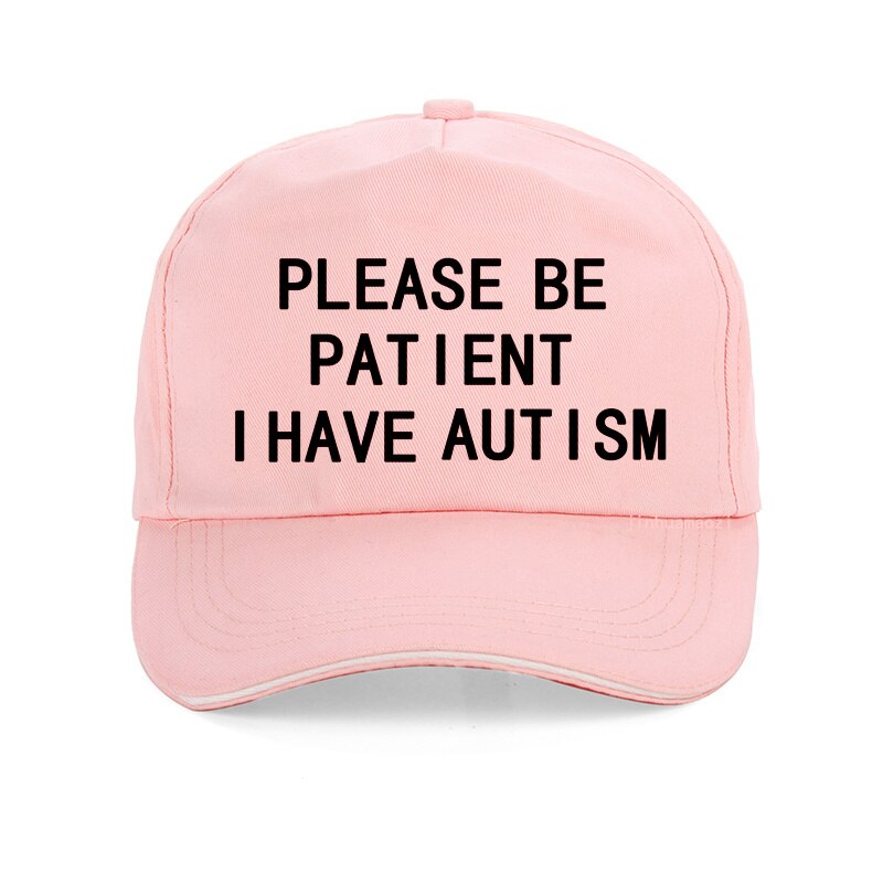 Vær tålmodig, jeg har autisme brevprint baseballcaps mænd kvinder bomuld far cap sommer unisex justerbar snapback hat: Lyserød