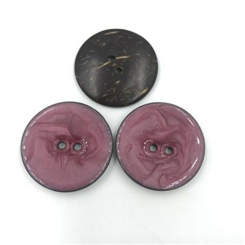 Bricolage 5 pièces coquille de noix de coco émail boutons outils de couture vêtements accessoires artisanat décoratif taille 40mm trou taille 4mm: Purple -5pcs