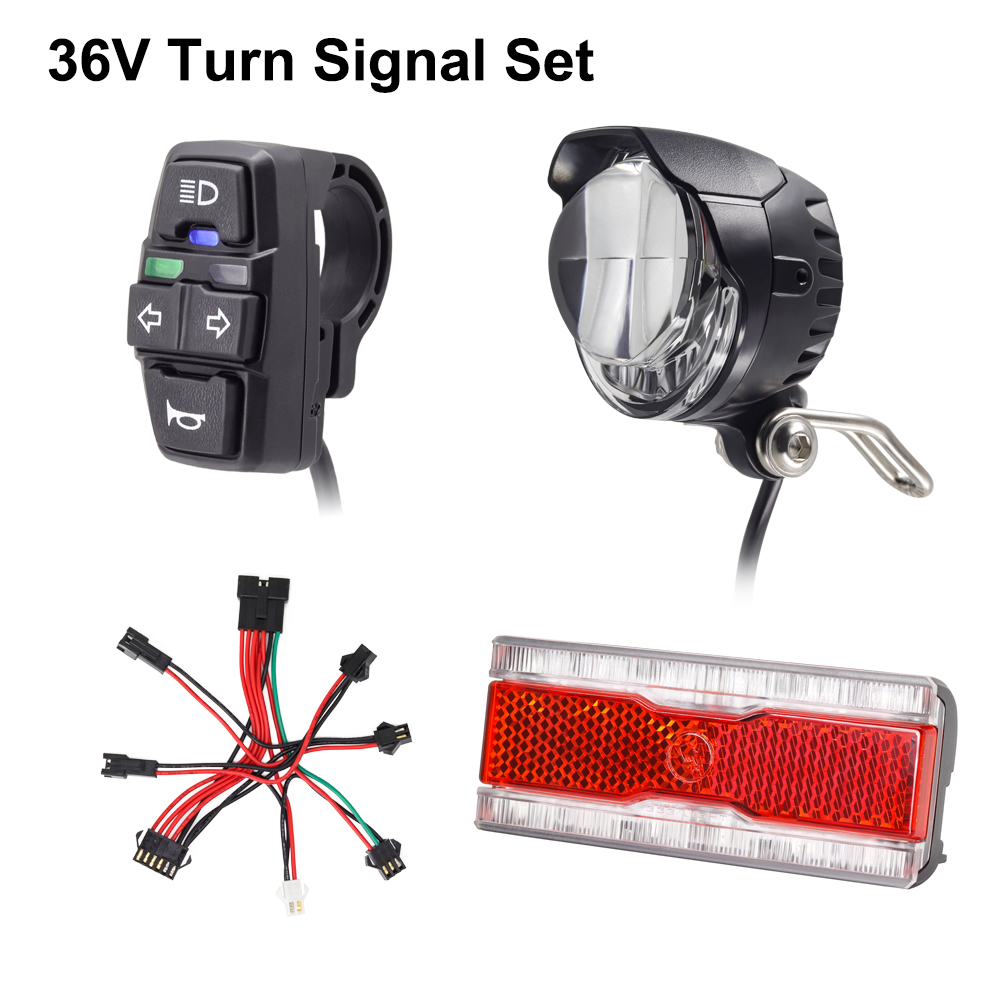 Ebike Turn Signal Rear Light Brake Include 36V 48V E-Bike Headlight with Switch DK336 For Electric Bike and Scooter Lamp