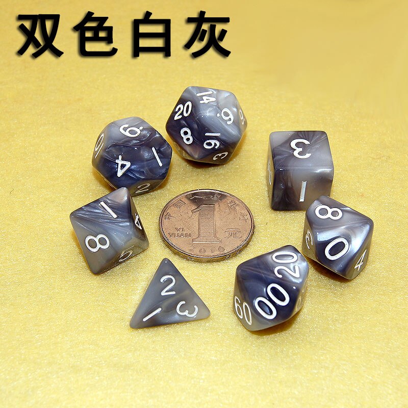 Multi-mix farve 7 stk terning sæt trgp spil polyhedron  d4-d20 multi-facetteret terningtårn akryl dados rpg multi-faced dnd terninger: -en