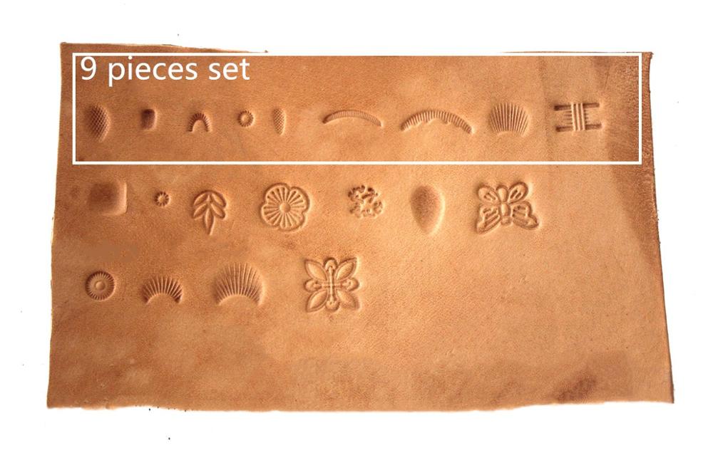 Alloy Metal Handmade DIY Leather Tools Set Leather Steel Punch Alphabet Carvings Tool Leather craft Stamps Leather carving seal: 9 pieces