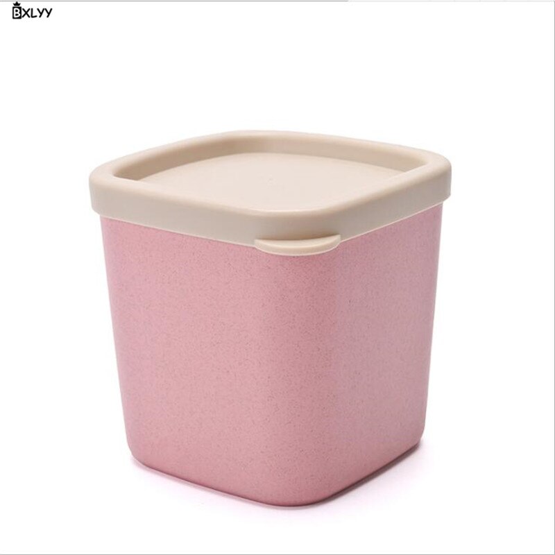 BXLYY1pc Tarwe Stro Bedekt Plastic Opbergdoos Keuken Size Voedsel Opslag Blikjes Feestartikelen Bruiloft Decoratie Accessories.7z: Roze / 720ml