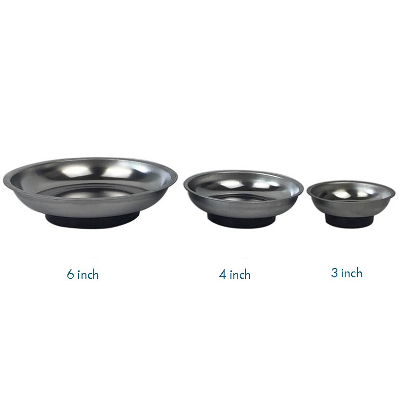 Rustfrit stål tunge magnetiske dele skål 3/4/6 inches runde magnetiske skruer møtrikker bolte værktøj dele bakkeholder