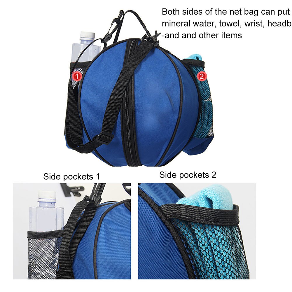 Bolsa de hombro de bola deportiva portátil, mochila de almacenamiento para baloncesto, fútbol, voleibol, bolso de mano, correa de hombro de forma redonda