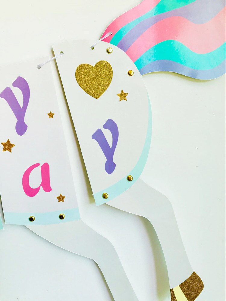 Cartoon Unicorn Happy Birthday Banner Letter Thickened White Cardboard Baby Shower Adult Kids Birthday Party Decoration Supplies