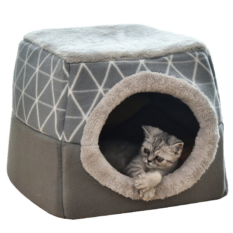 Djurkatt hundbo dubbel användning varm mjuk sovsäng husdjur halkfri ventilerande katthus hund liggunderlag filt hundkoja l/xl