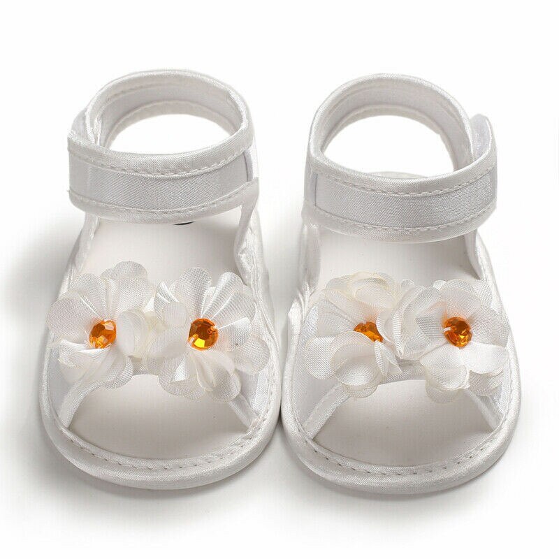 PUDCOCO Novos Infantil Meninas Da Criança Do Bebê Sandálias de Sola Macia Linda Princesa Flor Velcro Casuais Sapatos Tamancos 0-18 M: WHITE / 11