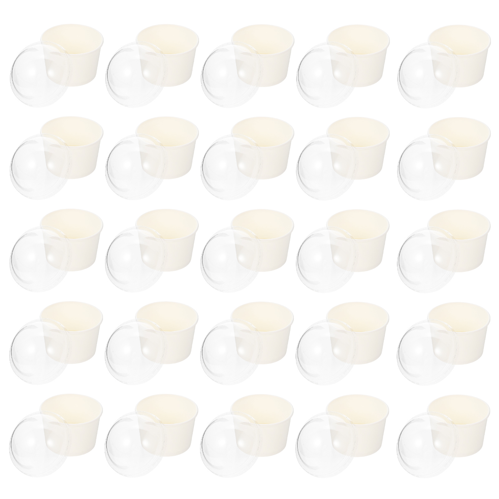 50Pcs Disposable Ice Cream Paper Cup With Lid For Cake Bowls Yogurt Storage Kitchen Plastic Containers Unprinted Smooth Cold: Default Title