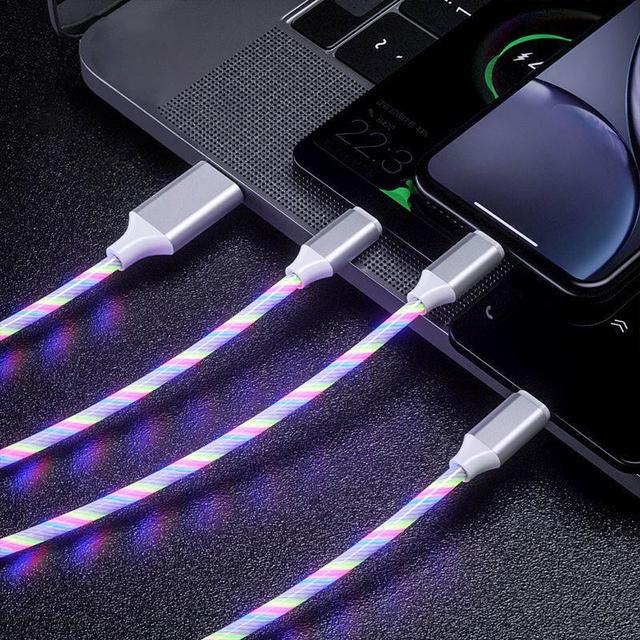 Câble USB Micro et Type C lumineux LED pour voiture et téléphone portable, accessoire d&#39;intérieur, chargeur lumineux, compatible avec Iphone: Colorful For iPhone