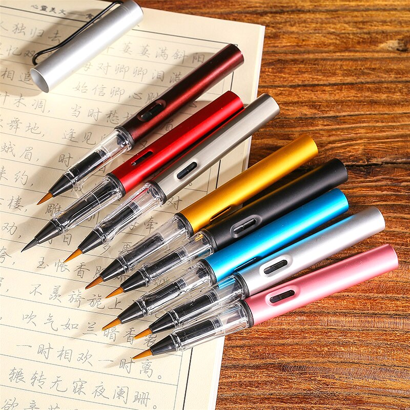 6 stk / lot moderne pen stil kalligrafi børster pen bærbare kalligrafi pen skrivebørster regelmæssig script blækpose