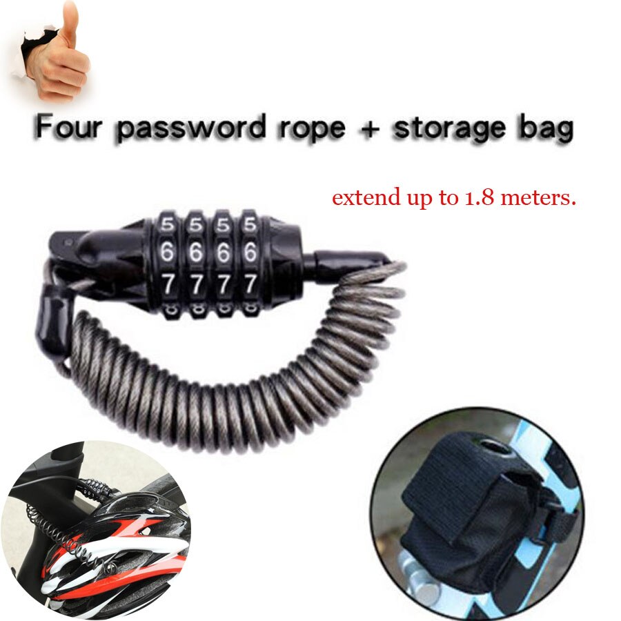 Durable Mini Portable Anti-theft Bicycle Dock Lock Code 4 Digits Password Combination Disc Lock Cable Security Lock