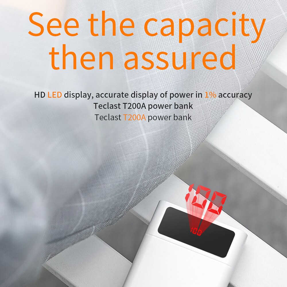 Teclast  t200a 20000 mah power bank portable charging external battery charger input blitz type-c micro output 2 x usb power
