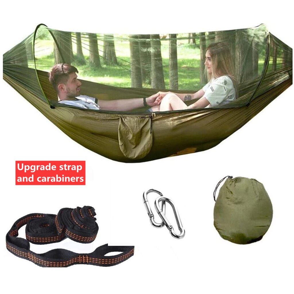 Amaca da campeggio con zanzariera pop-su luce amache per paracadute tutto'aperto portatili altalena amaca per dormire roba da campeggio: amy verde  upgrade