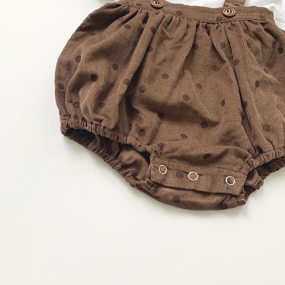 Autumn Toddler Overalls Baby Suspender Pants Polka Dot Corduroy Baby Boy Overalls Newborn Girls Cotton Cute Overall Pants Romper