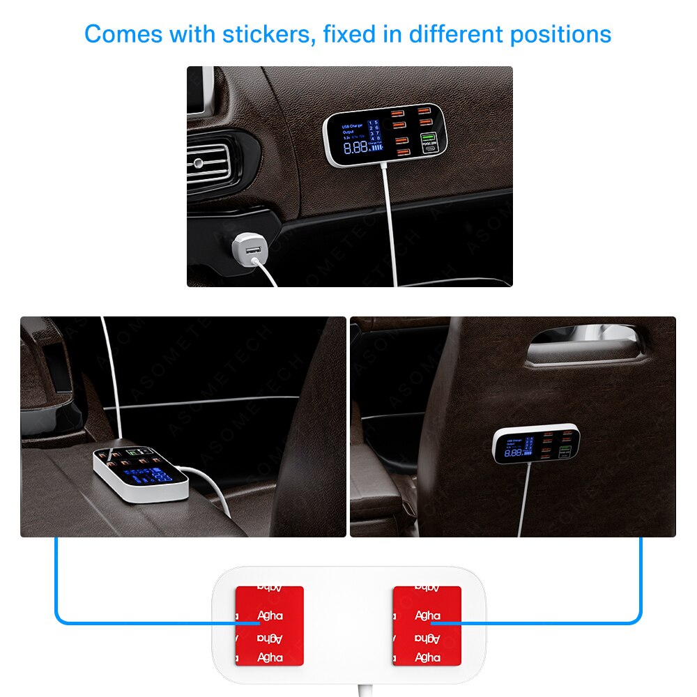 Quick Charge 3.0 Car Charger 40W 8 Ports USB Fast Phone Charger QC 3.0 USB Type C Car Charger for Samsung Huawei Xiaomi iPhone