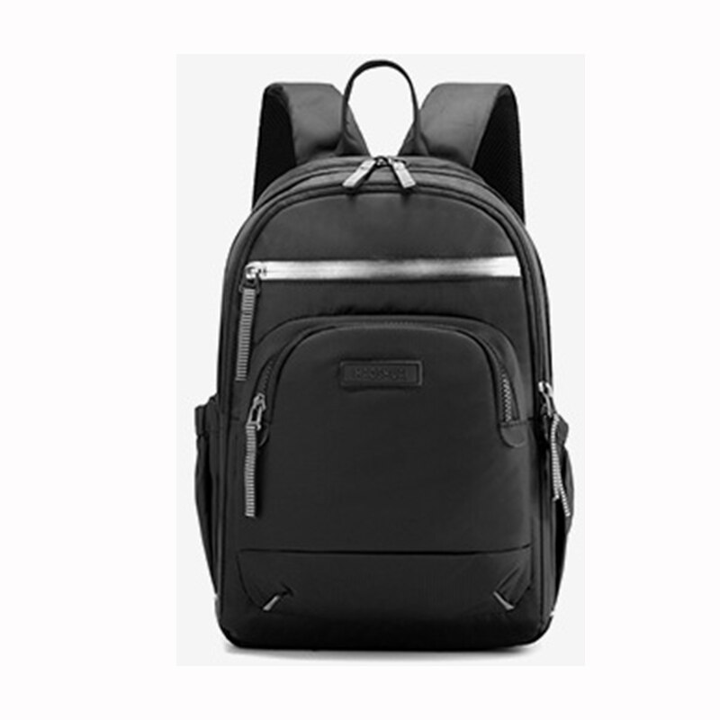 Män kvinnor nylon ryggsäck daypack reflekterande rand resväska manlig kvinnlig skolbok väska ryggsäck ryggsäck: Svart
