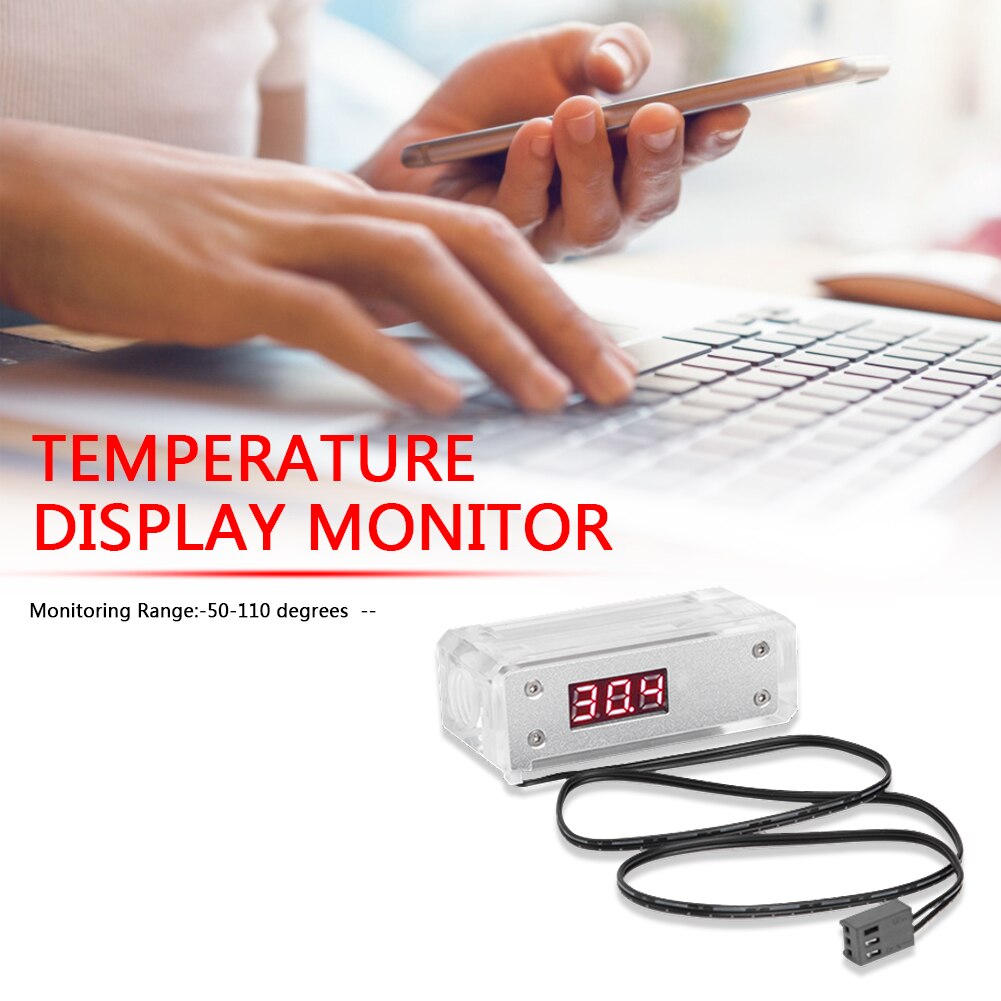 Digital Temperature Controller RGB Water Cooler Block Temperature Display Monitor Tester Sensor for PC Computer