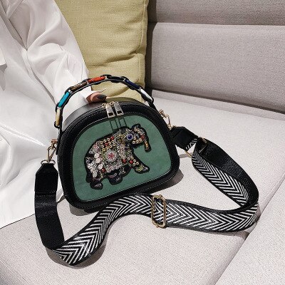 Cuoio dell'unità di elaborazione di Borsette Borse Donne Eleghant Disegno Del Ricamo Borse A Spalla Moda Femminile Che Borda il Sacchetto di Crossbody di Alta Qualità MM50045: verde