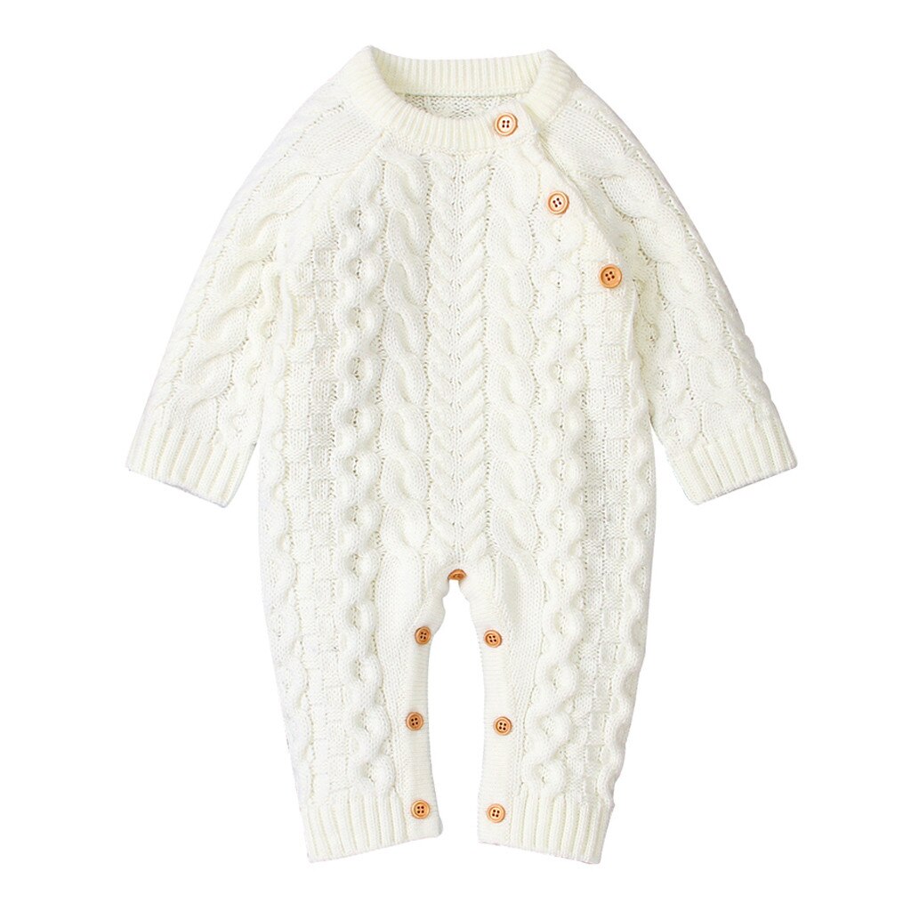 Monos para recién nacidos a la para bebés y niñas, suéter con botones de punto, mono de manga larga, traje infantil cálido @ 47: D / 18 meses