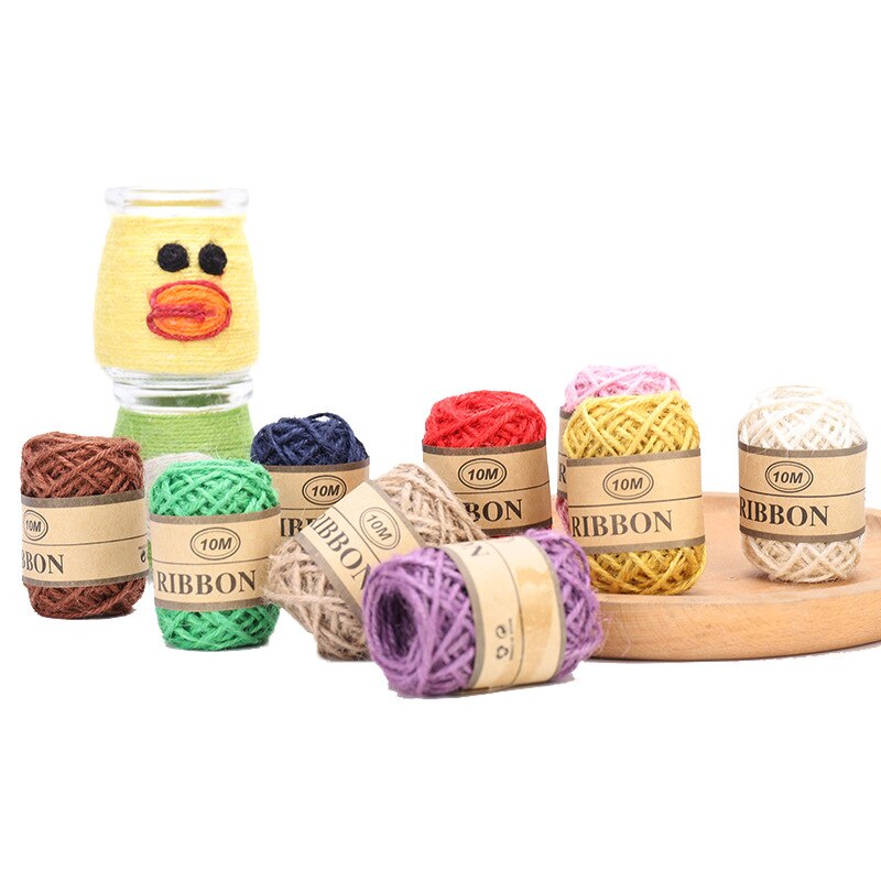 Corde de jute en chanvre 10 mètres, bricolage couture macramé fil de ficelle de couleur vase décoration Textile de maison artisanat fait à la main accessoires 1mm