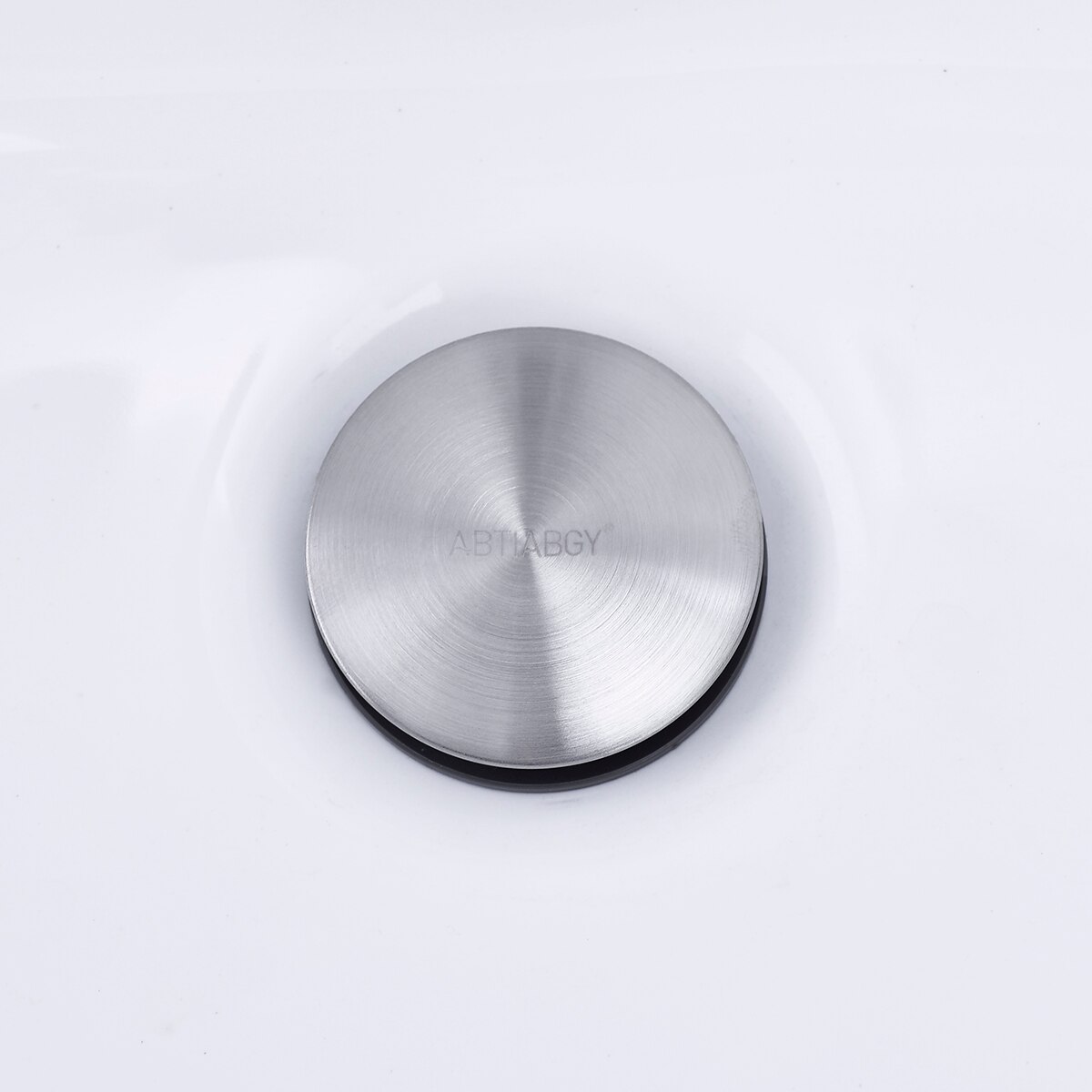 Black Round Style Bathroom Basin Sink Pop Up Drains Stainless Steel Kitchen Sink Drainer Stopper Drain Strainers with Overflow: Brushed Nickel