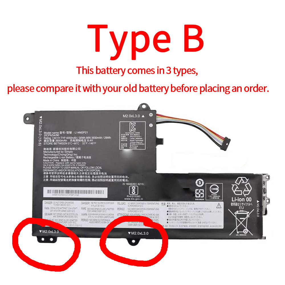 L14M2P21 L14L2P21 Batteria del computer portatile per Lenovo IdeaPad 330S 330S-14AST 330S-14IKB 330S-141KB 330S-15ARR 330S-15AST 330S-15IKB: grigio