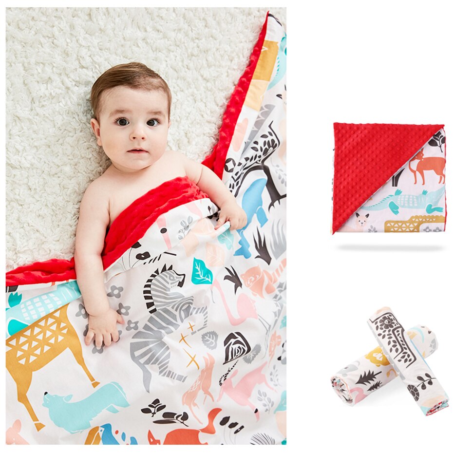 Låt oss göra baby mjuk bomull inomhus filt flanell fleece inladdning tecknad dekoration baby sängkläder filt barnvagn wrap