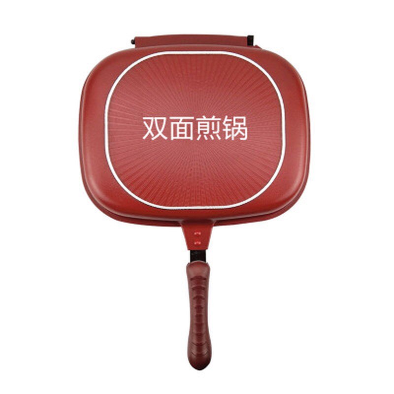 1PC Double-sided grill frying pan square shape non-stick pan baking steak frying pan 28cm kitchen cooking tool