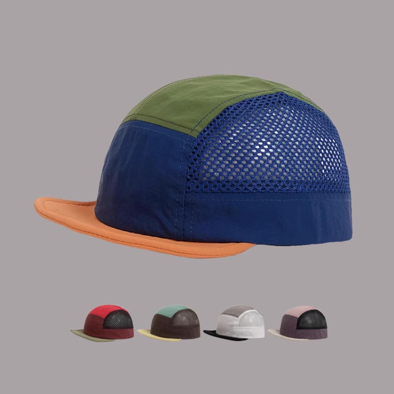 Verão nova moda contraste cor emenda malha bonés de beisebol feminino acampamento ao ar livre proteção solar de secagem rápida chapéu masculino