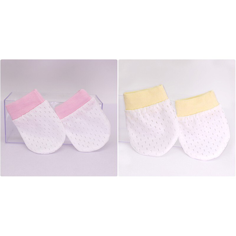 4 pares bebê recém-nascido algodão luva da mão luva do bebê anti risco malha respirável gelo tecido de seda do bebê resistente a riscos luvas: Set4-4Gloves