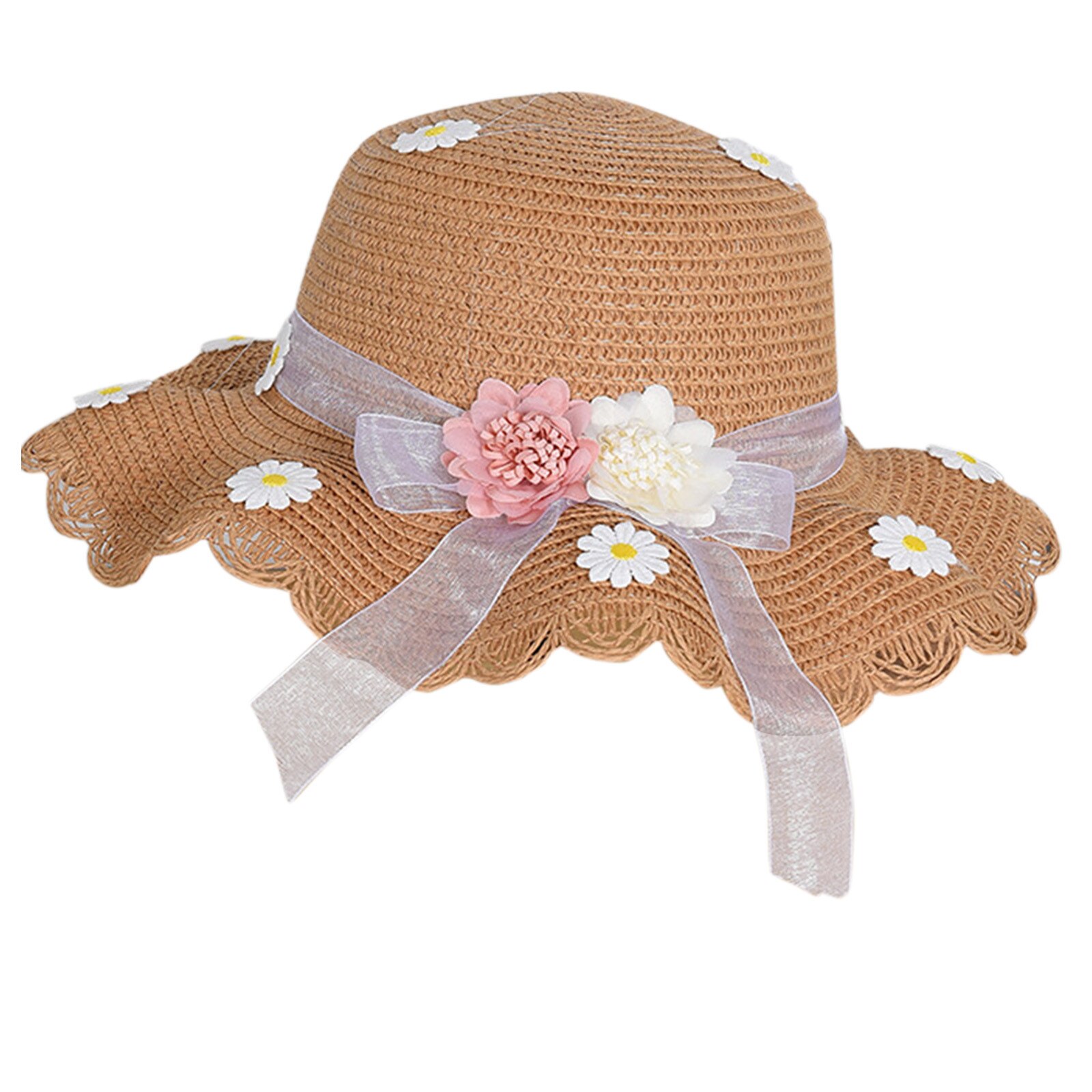 Moda Estiva Bambini Cappello Di Paglia Bambino Bambini Neonata Cappello Traspirante Floreale Bambini Strache Secchio Cappello Ca: B