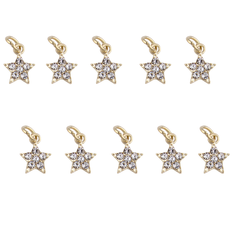 10Pcs Luxurious Hollow Dangle Nail art Charms Golden Star/Heart/Moon /Christian Cross Nail Piercing Jewelry Nail Hoop Pendants#5: 840