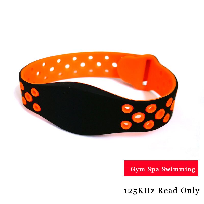 Pulsera EM 125Khz EM4100, pulsera de silicona RFID, solo lectura, Protocolo 18000-2: WB08-Orange