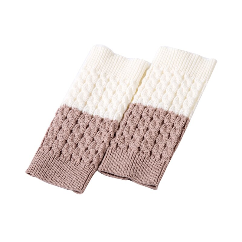 Varme sokker dame vintertrekk sko støvel sokker patchwork støvel mansjetter termisk akryl strikket: Mw